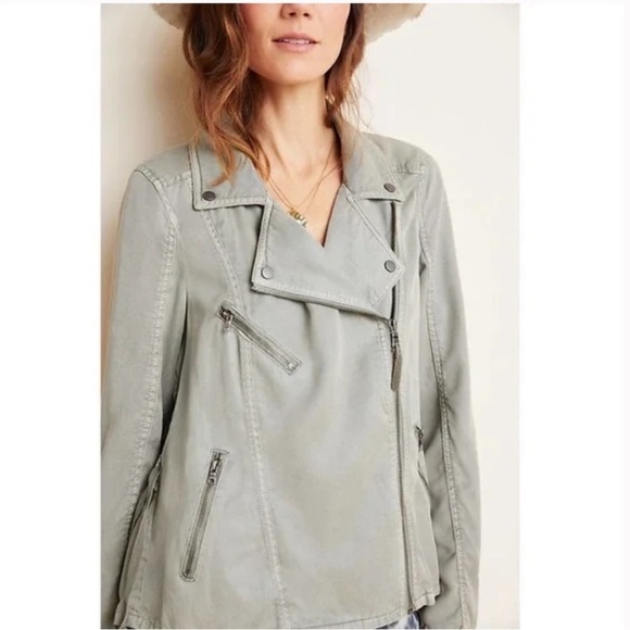 NWT New Anthropologie Marrakech Ronika moto jacket biker army utility green XS - Picture 1 of 15